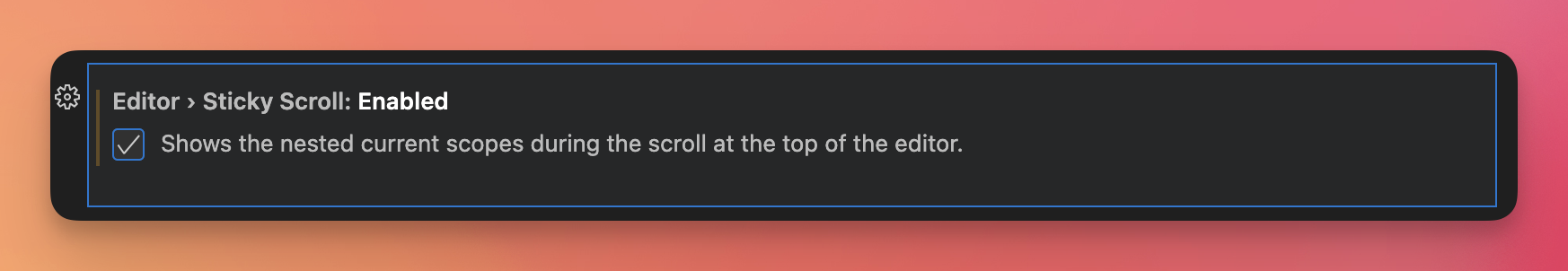 VS Code Setting for Sticky Scrolling